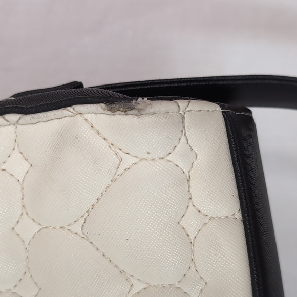 Betsey Johnson Quilted Hearts Faux Leather Tote Bag with Cross Strap - Picture 4 of 5